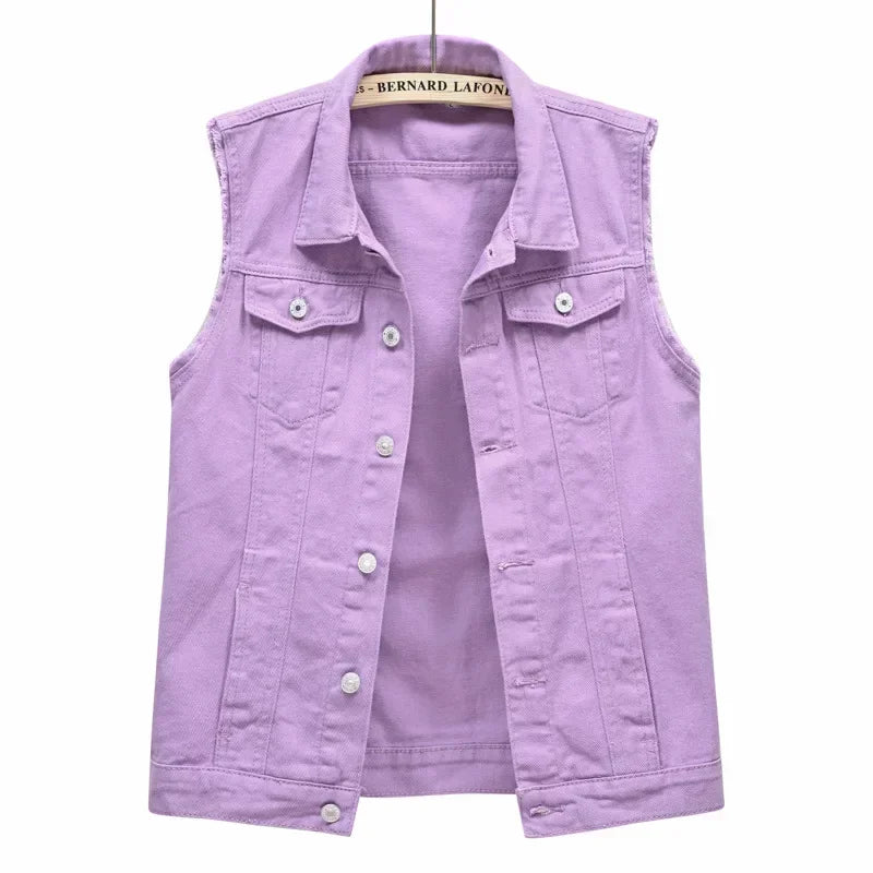 Coats Fashion Clothes Casual Vintage Elegant Sleeveless Denim Vest for Women Jacket Spring Streetwear Women Clothing Autumn