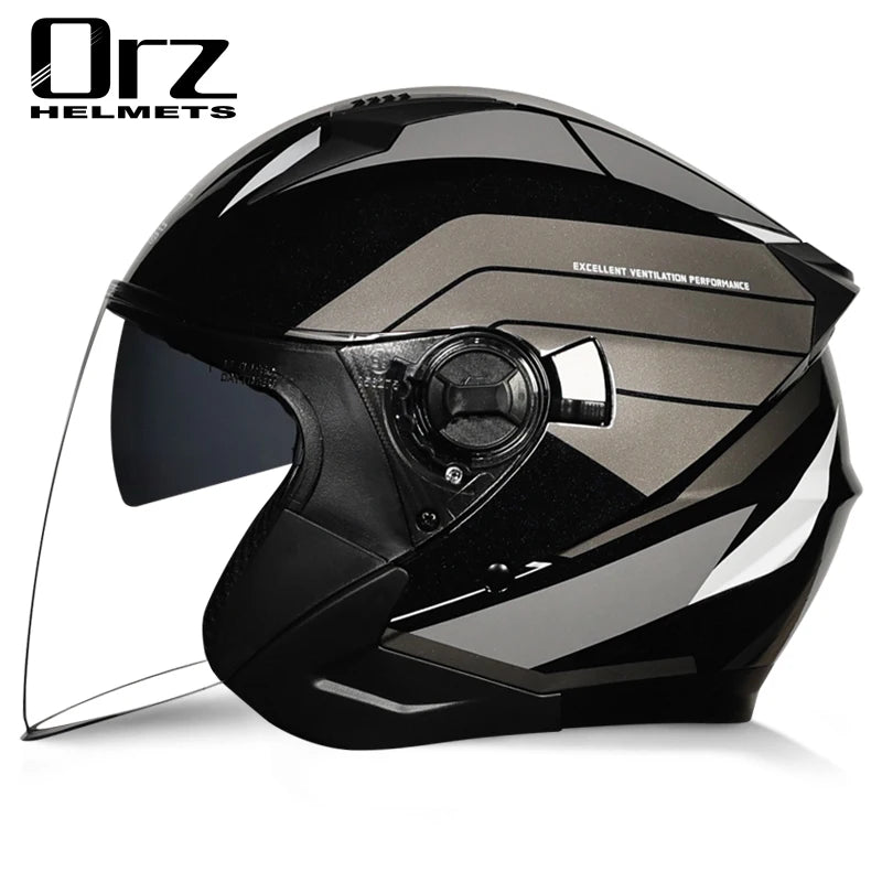 2025 Latest High Quality Motorcycle Helmet Half Covering Dual Lens Cascos para Motos Male Female Couple Capacetes de Moto