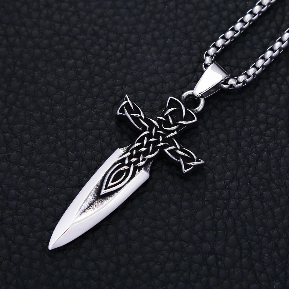 Fashion Nordic Celtic Knot Pendant Stainless Steel Spear Arrow Viking Necklace For Men Vintage Amulet Jewelry Gift Dropshipping