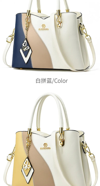 2024 New Three Color Combination Women's Handbag Large Capacity Soft Leather Shoulder Bag Fashion Elegant Women's Crossbody Bag