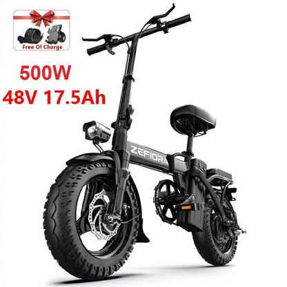500W Electric Bike Adult 25MPH 48V17.5Ah Removable Battery,14 Inch Sports Folding Electric Bicycle,EBike Shipped locally