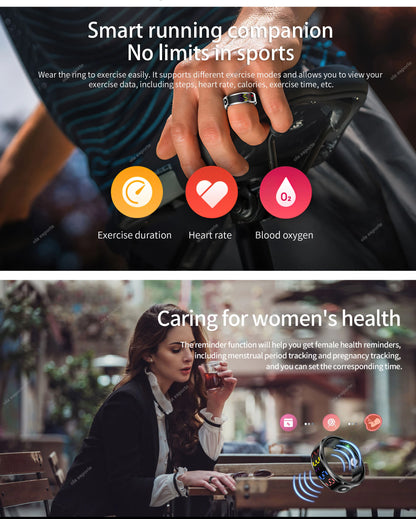 2025 New SR08 Smart Ring LED Display Screen Heart Rate Gesture Sweep Video Sleep Monitor 5ATM Waterproof Fitness Tracker Rings