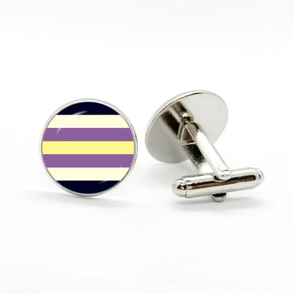 LGBT Rainbow Pride Cufflinks Man High Quality Jewelry Accessories Gay Pride Rainbow Flag Photo Suit Shirt Cuff Links Gift