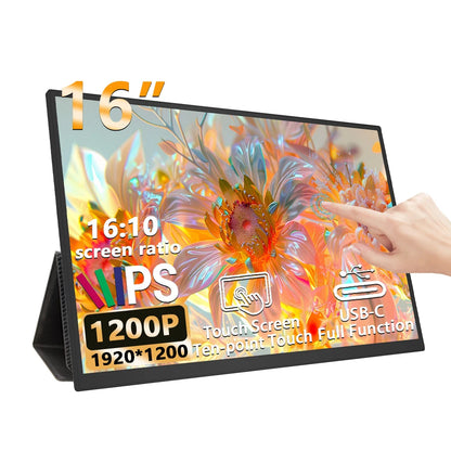 16 Inch Portable Touchscreen Monitor 1920X1200P 16:10 IPS Touch Screen Monitor with USB C HDMI External Monitors for Laptop