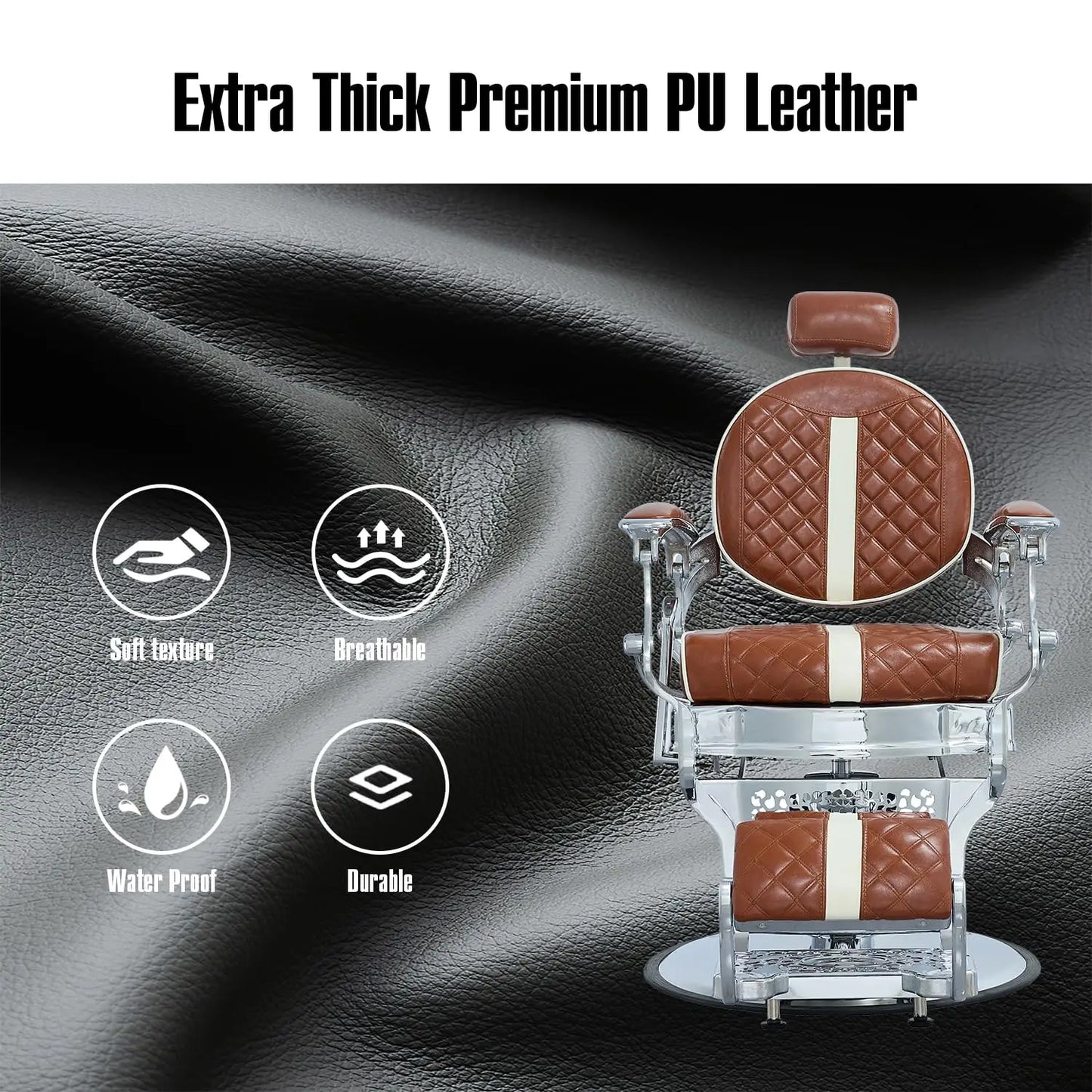 FRNIMAC Heavy Duty Barber Chair, All Purpose Vintage Style Mens Barber Chair Hydraulic Recline Salon Chair, Customized