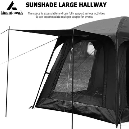 Mount Peak offers two-bedroom tents that can accommodate 5-8 people, and outdoor camping park family tents with sunshades.