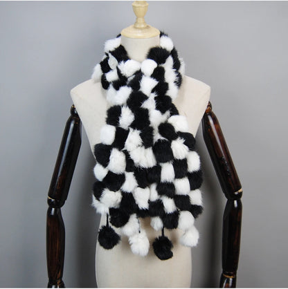 Women Winter Warm Real Rabbit Fur Scarf Hot Sale Natural Rabbit Fur Muffler 2025 Lady 100% Genuine Fur Scarves Wholesale Retail