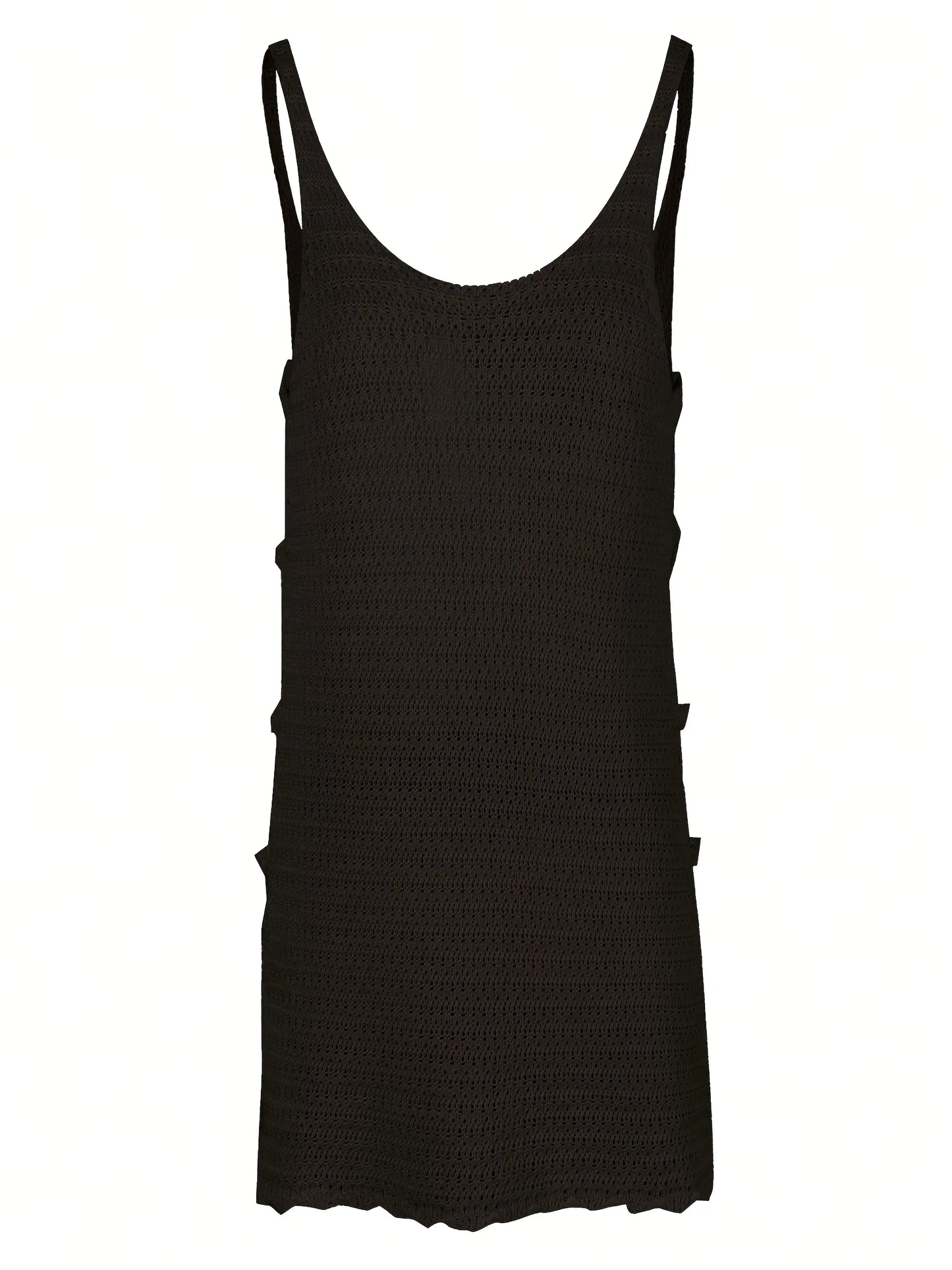 Sexy U Neck Sleeveless Knit Horizontal Stripes Side Cut Out Beach Vacation Dress 2025 Summer Beachwear Women's Mini Dresses K90