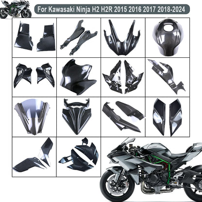motorcycles For Kawasaki Ninja H2 H2R 2015-2024 Sur-Ron 100% Full Carbon Fiber Lower Fairing Winglets Fairings Motorcycles