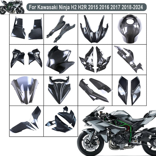 motorcycles For Kawasaki Ninja H2 H2R 2015-2024 Sur-Ron 100% Full Carbon Fiber Lower Fairing Winglets Fairings Motorcycles