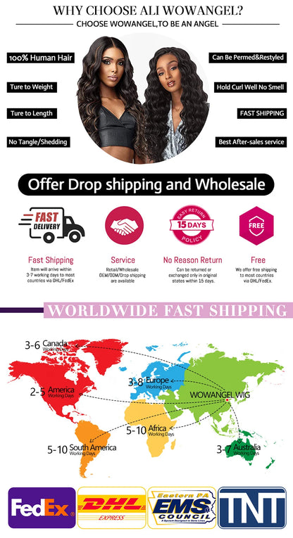 WOWANGEL 13x6 HD Lace Front Wigs 34inch Body Wave Glueless Human Hair Wig 250% Pre Plucked Skins Melted Brazilian Hair For Wowen