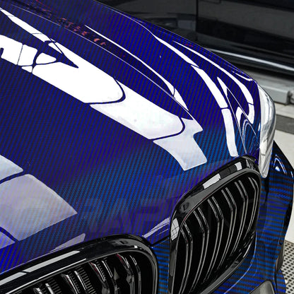 Laser Blue Carbon Fiber Car Stickers Glossy Holographic Color Change Film Self-Adhesive Vinyl Car Wrap Cover Air Release Foil