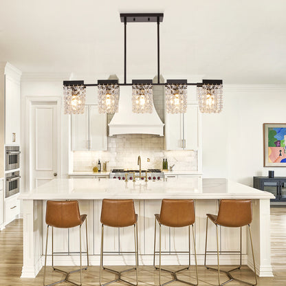 5-Light Luxury Gold Chandeliers for Living Room K9 Crystal Chandelier Fixture LED Lighting Decor for Bedroom Kitchen Island