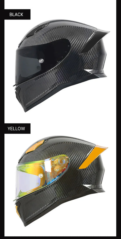All-New Carbon Hybrid Retro High Quality Full Face Motorcycle Helmet Anti-Fog Visor Stabile Zero Glare Reduce Pressure Points