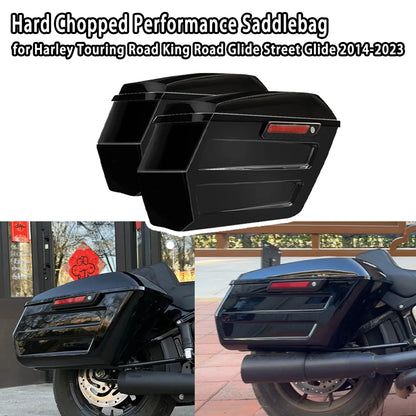 Motorcycle Hard Chopped Performance Saddlebag Bags&Carbon Fiber Latch Kit For Harley Touring Road King RG Street Glide 2014-2023