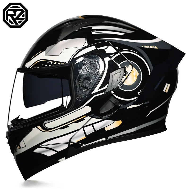 Full Face Motorcycle Helmet for Men and Women - Dual Lens Anti-Fog All Season Riding