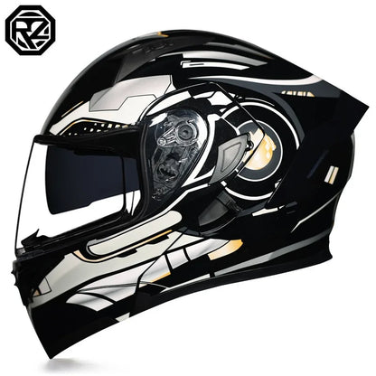 Full Face Motorcycle Helmet for Men and Women - Dual Lens Anti-Fog All Season Riding