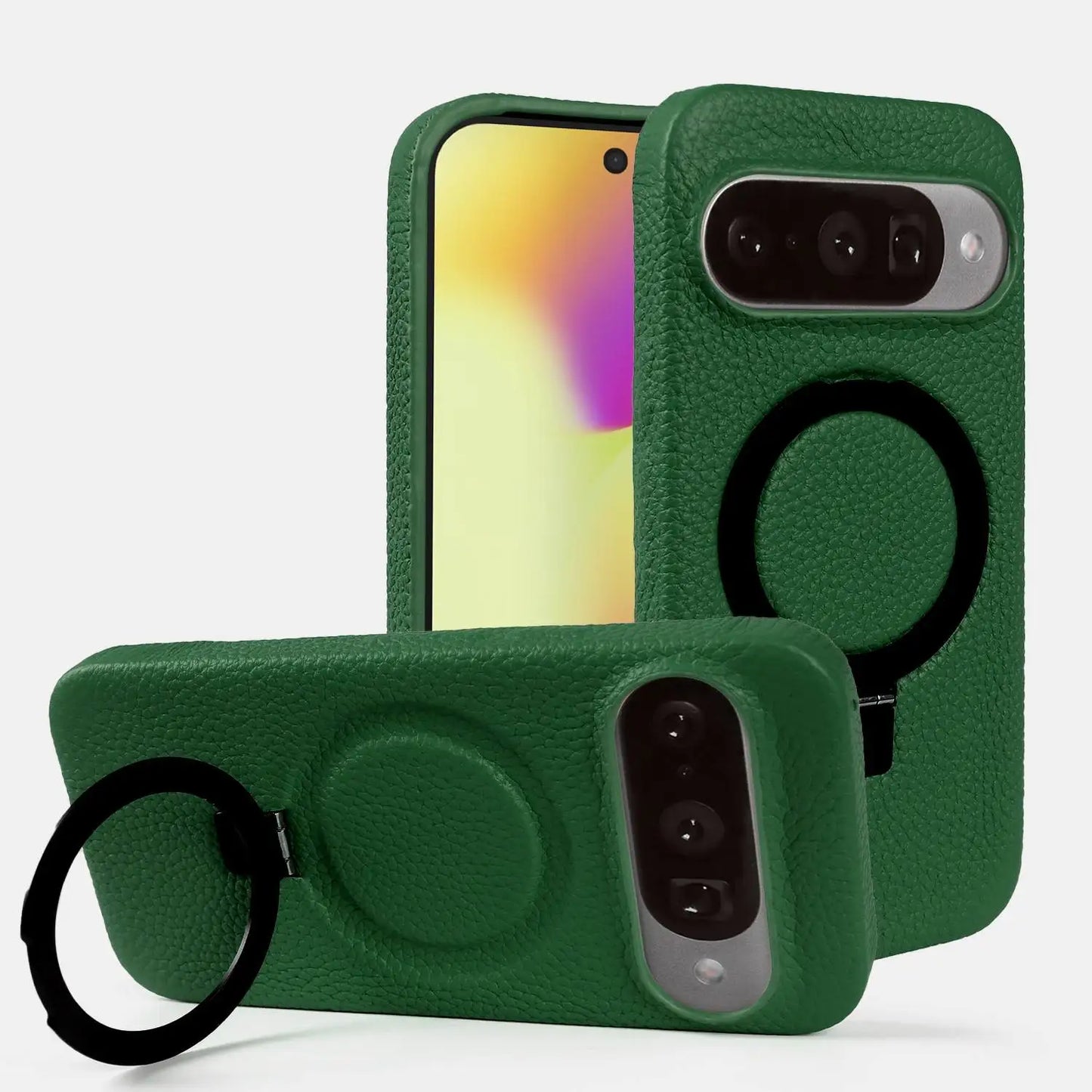 Magnet Ring Stand Phone Case For Google Pixel 10 Pro 9Pro 8A 7Pro 6pro 5A Cover Genuine Leather Case Magnetic Back Cover Cases