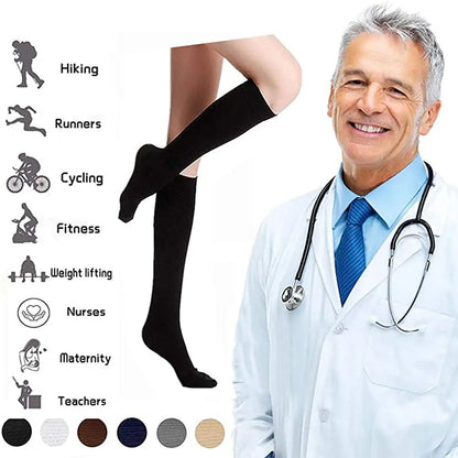 3/6/7 Pairs Compression Socks Women Medical Edema Running Socks Men Knee Length Cycling Socks  Football Basketball Outdoor trave