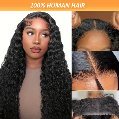 Glueless Wig Deep Wave Human Hair Wigs Ready To Wear Pre-Cut Lace Wear And Go Glueless Wigs Lace Front Human Hair Wig For Women