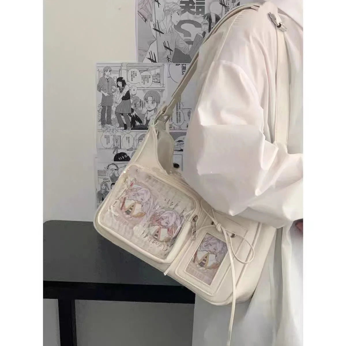 SS Y2k Harajuku Shoulder Bag Women Korean Transparent Ita Bag School Crossbody Bag Female Japanese Designer Preppy Handbag Purse
