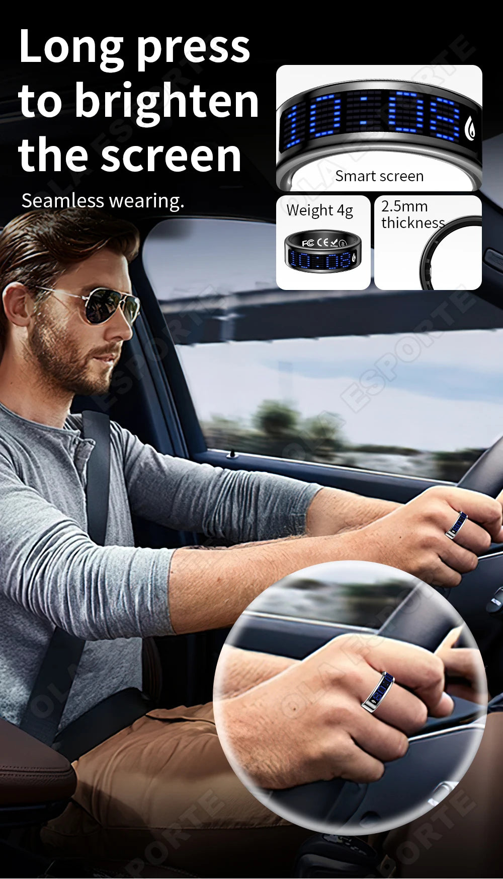 Display Screen Smart Ring Bluetooth Connection Heart Rate Sleep Monitoring Multi-function Ring Multiple Sports Modes Waterproof
