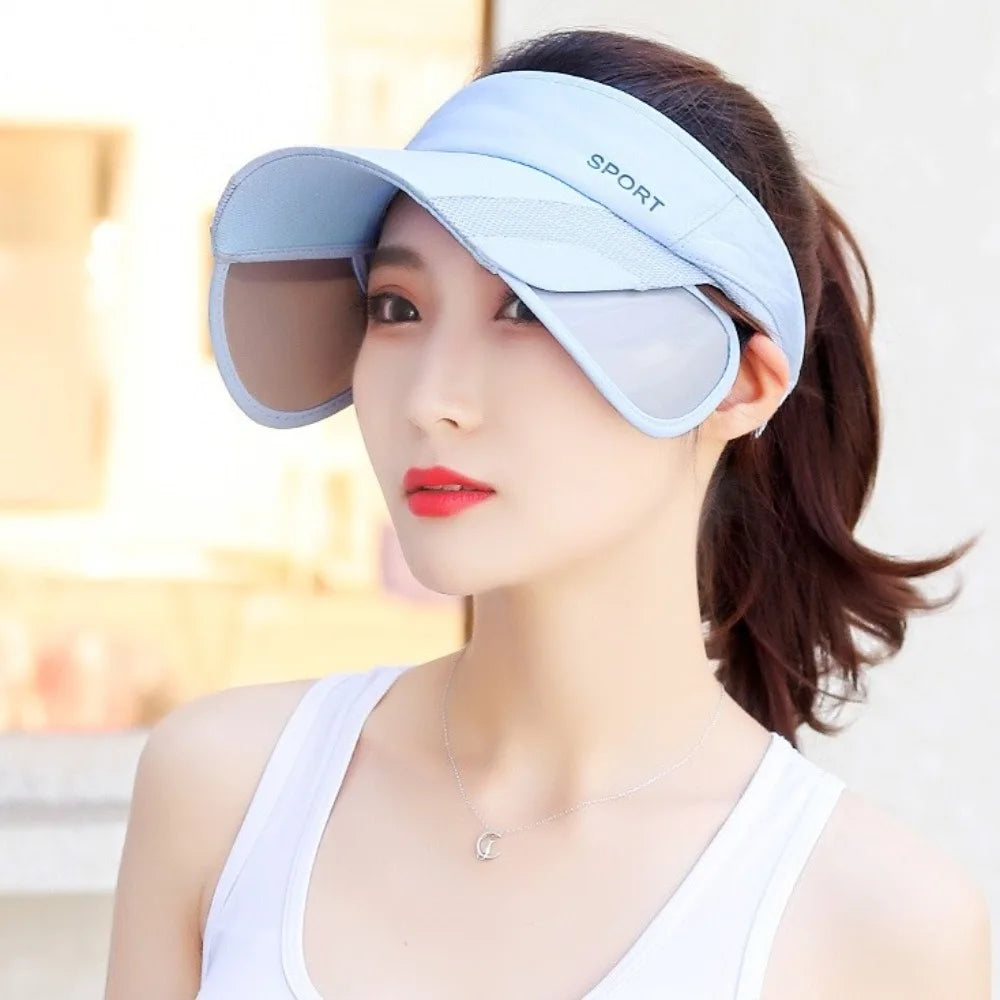 Casual Scalable Sports Sun Hat Wide Brim UV Protection Empty Top Hat Sunscreen Golf Hat Summer Baseball Cap Fitness