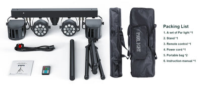 Yiflamefly 60W RGBW LED Par Lights With Bag&Bracket Combination Bracket Lights DMX Stage Light For Church Wedding Birthday Party