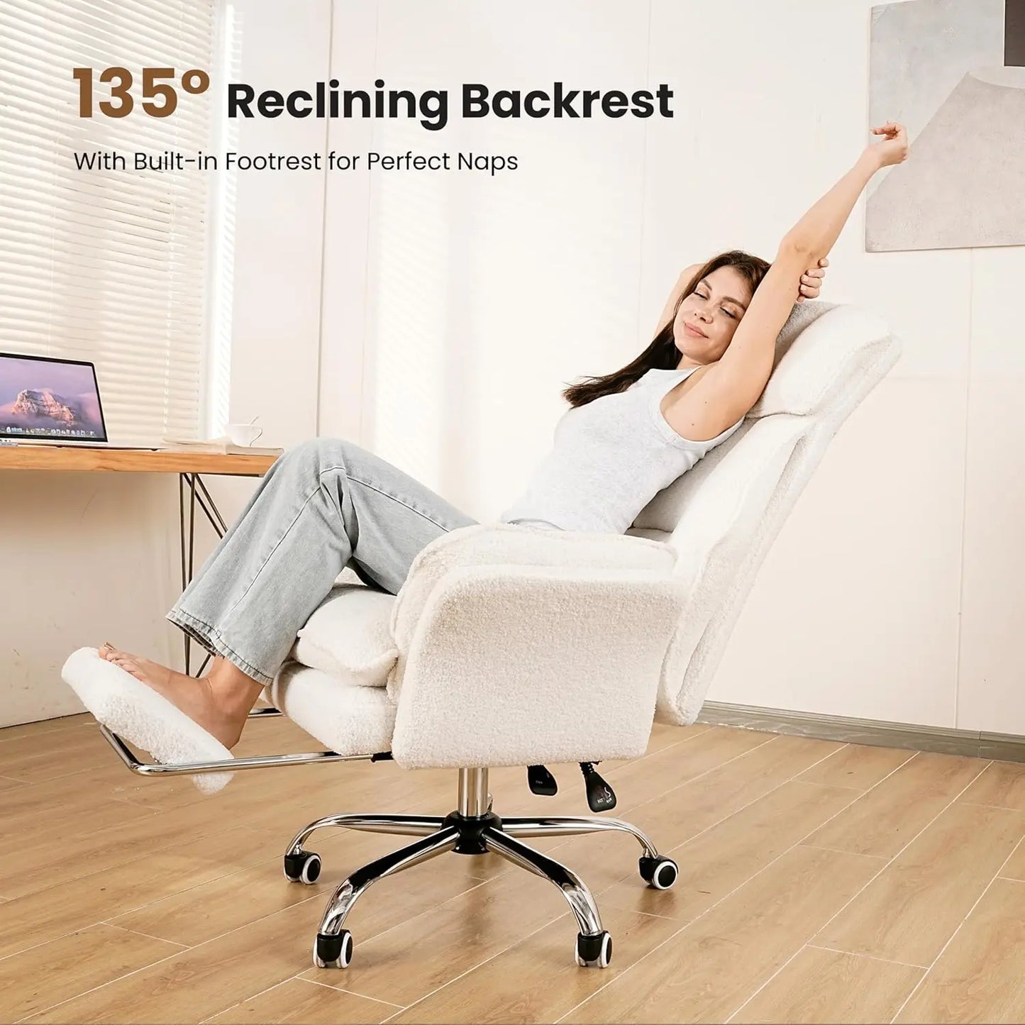 Big & Tall Executive Chair, Ergonomic Gaming Desk Chair with Footrest, Crystal Velvet Reclining Office Chair