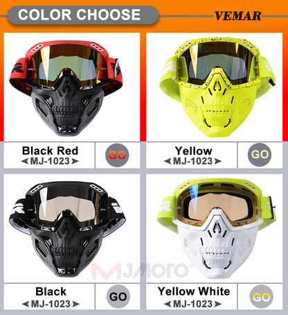VEMAR Detachable Motorcycle Helmet Goggles Cycling Glasses Man Windproof Dust-proof Motocross Face Mask Goggles Glasses Block UV
