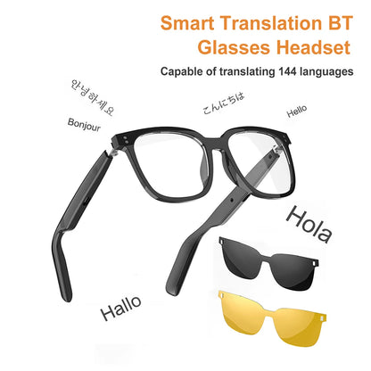 Intelligent Translator Glasses BT 5.4 Call Audio Music Call Sunglasses 144 Languages Polarized Lens Smart Glasses for Men Women