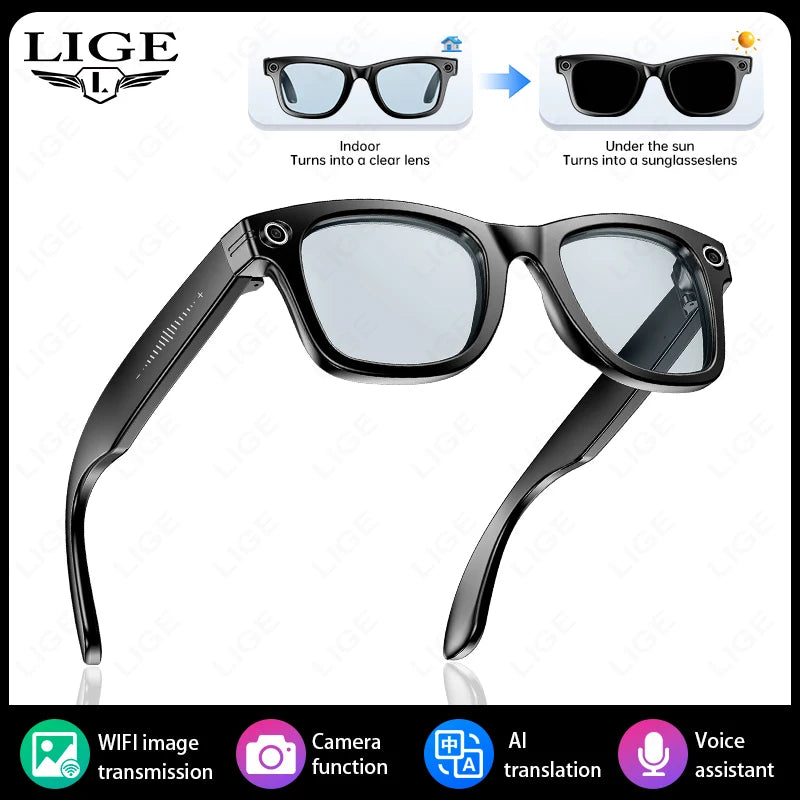 8 Million Pixels Smart Glasses Recording Videos AI Photo Recognition Answer Translation 270mAh IP65 Waterproof Bluetooth Glasses