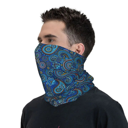 Custom Black Bandana Pattern Bandana Neck Gaiter for Hiking Cycling Women Men Wrap Scarf Paisley Style Headband Warmer