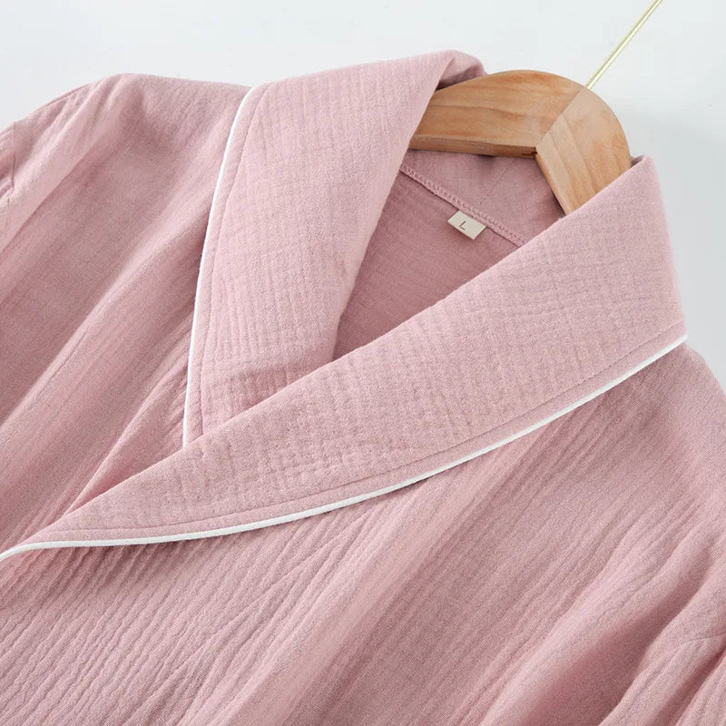 Women's Bathrobe Pure Cotton Large Size Spring Autumn Sleepwear Robe Long Sleeve Couple Home Wear Clothing Female Night Robes
