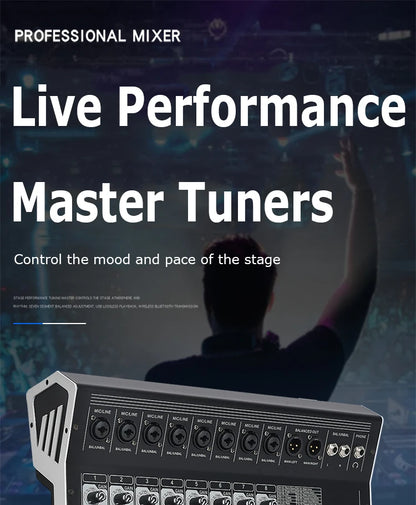 8/12 Channel Digital Mixer Audio Console 100 DSP Effects Bluetooth USB MP3 DJ Reverberation Sound Mixing Console