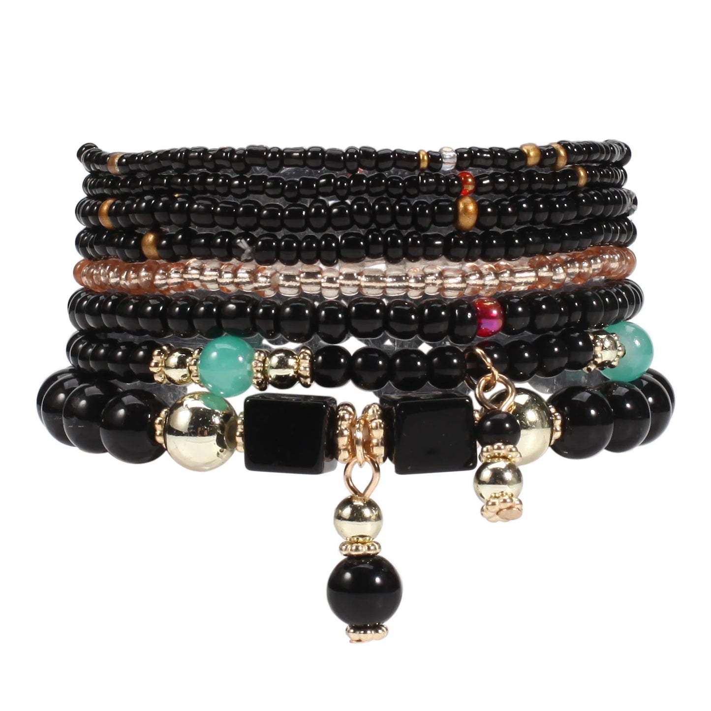 Bohemian Stackable Bead Bracelets for Women Stretch Multilayered Bracelet Set Multicolor Jewelry
