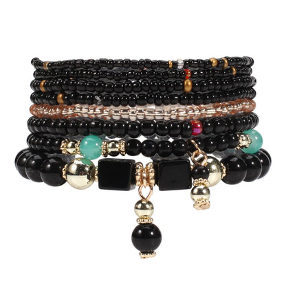 Bohemian Stackable Bead Bracelets for Women Stretch Multilayered Bracelet Set Multicolor Jewelry