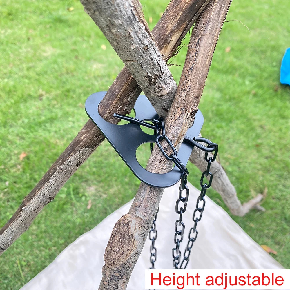 1Pc Portable Camping Gear and Equipment Detachable Outdoor Barbecue Tripod Hanging Rack Campfire Cooking Accessories Set