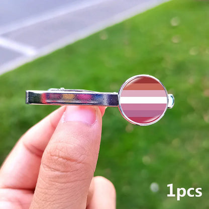 Lesbian Gay Pride Cufflinks for Fans LGBT Creative Rainbow Flag Glass Gem Charm Shirt Decoration Cuff Buttons