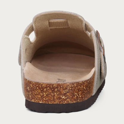 Kidmi New Cow Suede Women's Potato Shoes With Adjustable Strap Cork Insole Mules Outdoor Unisex Clogs Slippers With Arch Support
