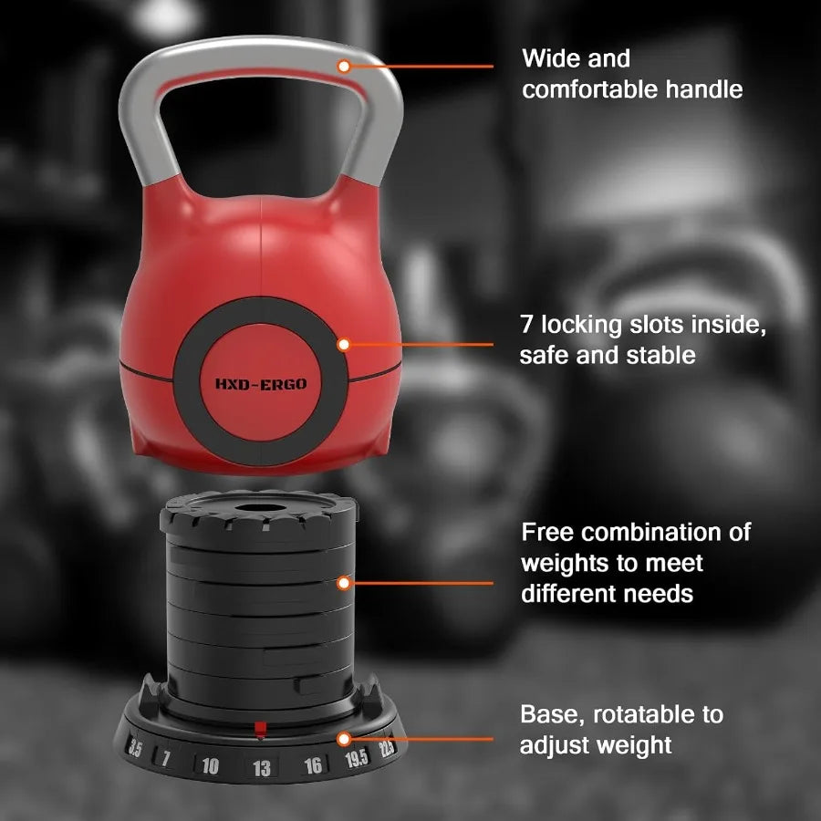 Adjustable Kettlebell Weight Set-Quickly Adjusts Weights Comfortable Grip Ergonomic Kettlebell Sets For Home Gym