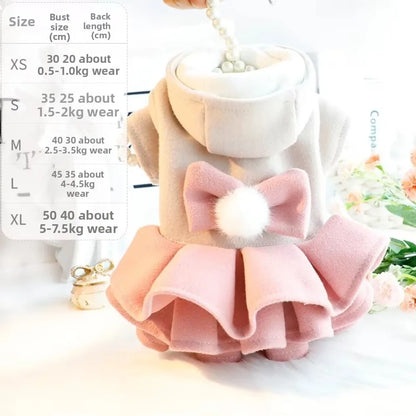 New Autumn Winter Outfit Pet Dog Clothes Woolen Teddy Bear Pet Coat Dog Dresses Tutu Skirt Cat Princess Skirt for Small Dogs
