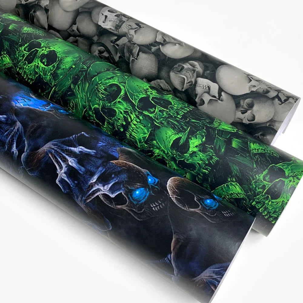Graffiti Vinyl Wrap Car Wraps Personality Vinyl Paper for Car Wrapping Film Skull Pattern Auto Outdoor Accessories Body Covering