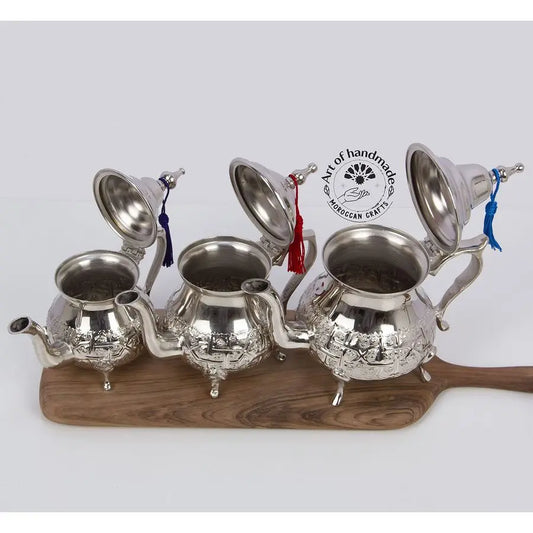 Moroccan Silver Teapot Handcrafted in Fez Qudsi Design Traditional Mint Tea Pot Handmade Decorative Teaware from Morocco 10OZ 30