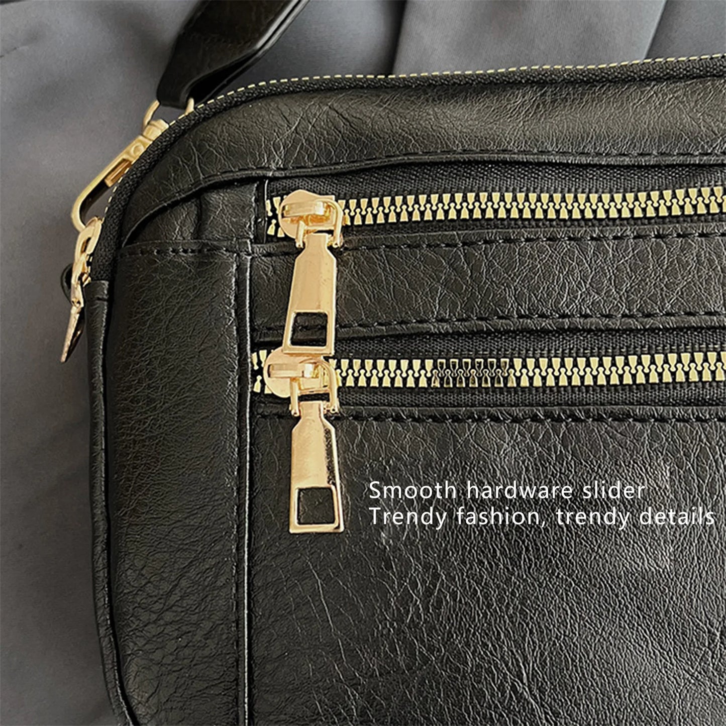 casual Shoulder Bags Women Zipper Stylish PU Texture black white brown Crossbody Bag for women 2025