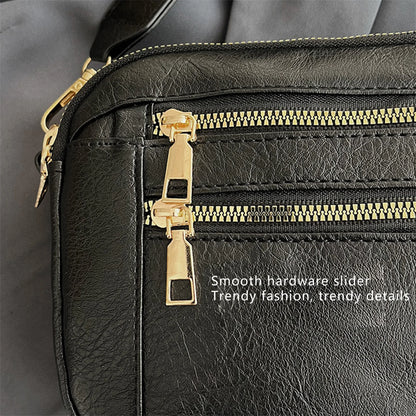 casual Shoulder Bags Women Zipper Stylish PU Texture black white brown Crossbody Bag for women 2025