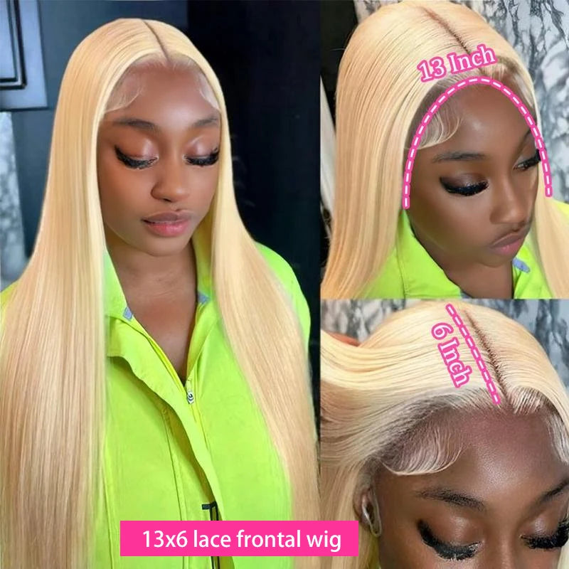 38 Inch 613 Straight Human Hair Wig With Baby Hair 13x4 Hd Lace 613 Blonde Wig Pre Plucked Bleached Knots 220 Density For Women