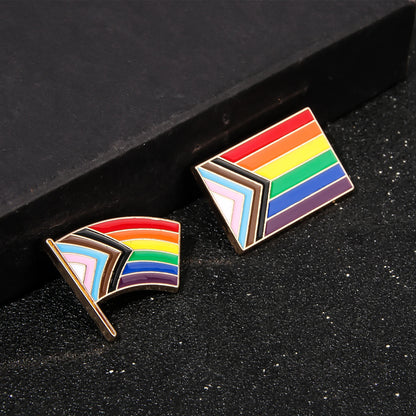Pride Rainbow Flags LGBT Enamel Pins Brooch Inclusive Progress Heart Flag Badge Brooch Clothes Bag Decorations Accessories