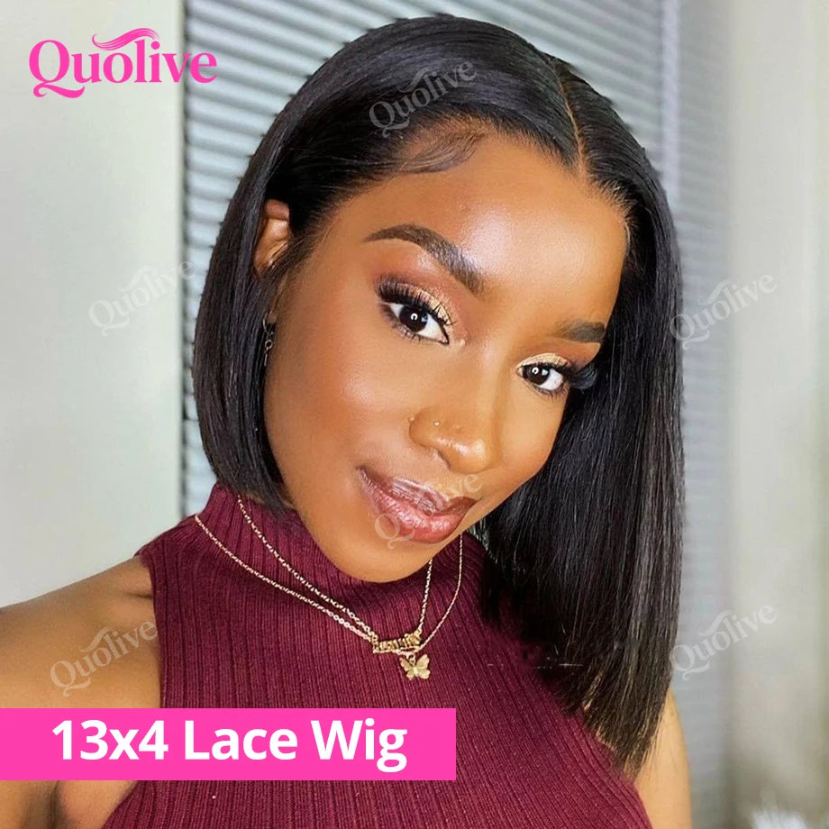 Short Bob Wig Human Hair Wear And Go Glueless Wigs 5x5 Closure Wig 13x6 Hd Lace Bone Straight Human Hair Wigs For Black Women