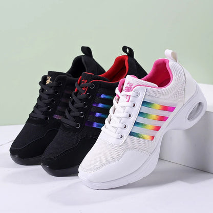 Dance Sneakers for Woman Jazz Shoes Mesh Modern Outsole Dance Sneakers Breathable Lightweight Dancing Fitness Shoes for Women